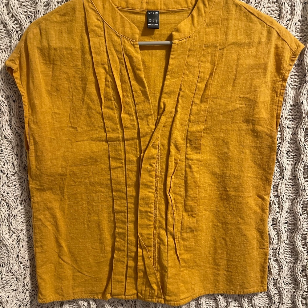 SHEIN Golden Yellow Pleated Blouse